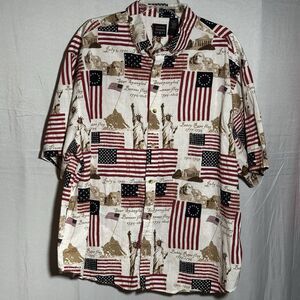 Cotton Traders  Patriotic USA Flag Allover Mount Rushmore July 4th Mens 2XL